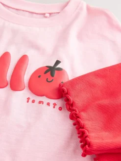 Online Next Short Sleeve T-Shirt and Cycle Shorts Set (3mths-7yrs) Pink Tomato Character