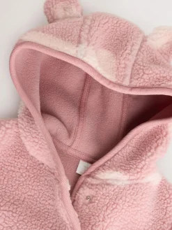 Next Pink Tonal Heart Printed Borg Baby Jacket (0-18mths)^ Baby Winter Clothing|Coats, Jackets & Pramsuits