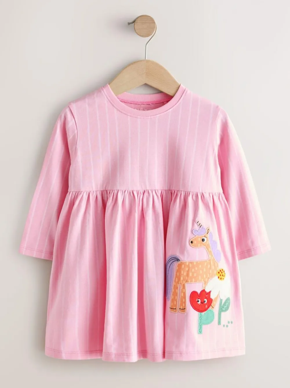 Outlet Next Pink Unicorn Long Sleeve Embellished Dress (3mths-7yrs)