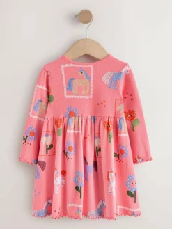 Next Pink Unicorn Long Sleeve Ribbed Dress (3mths-7yrs)^ Baby Winter Clothing|Dresses