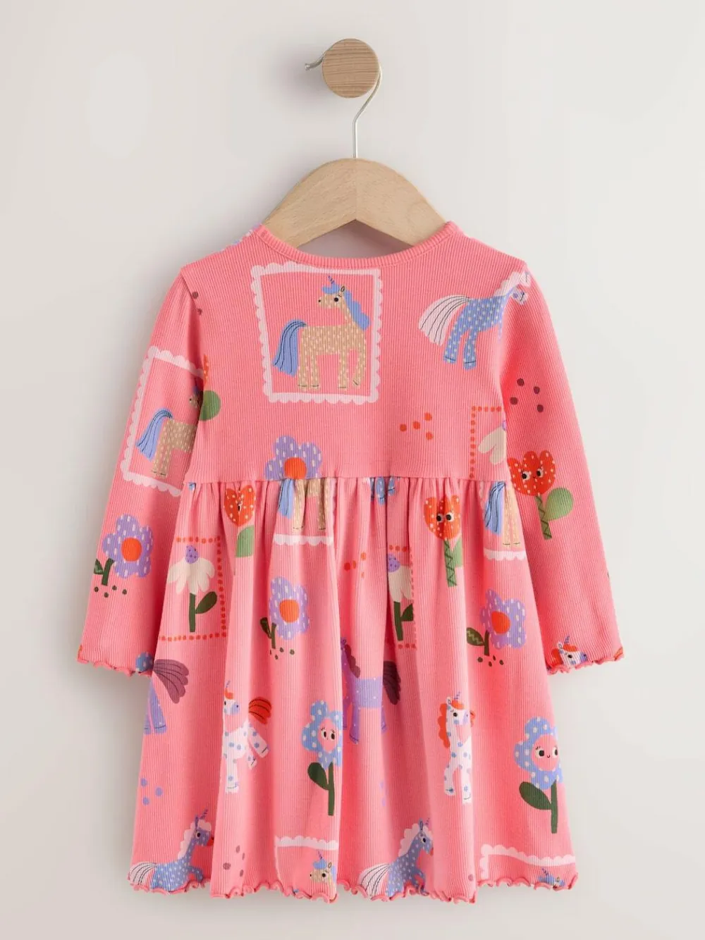 Next Pink Unicorn Long Sleeve Ribbed Dress (3mths-7yrs)^ Baby Winter Clothing|Dresses