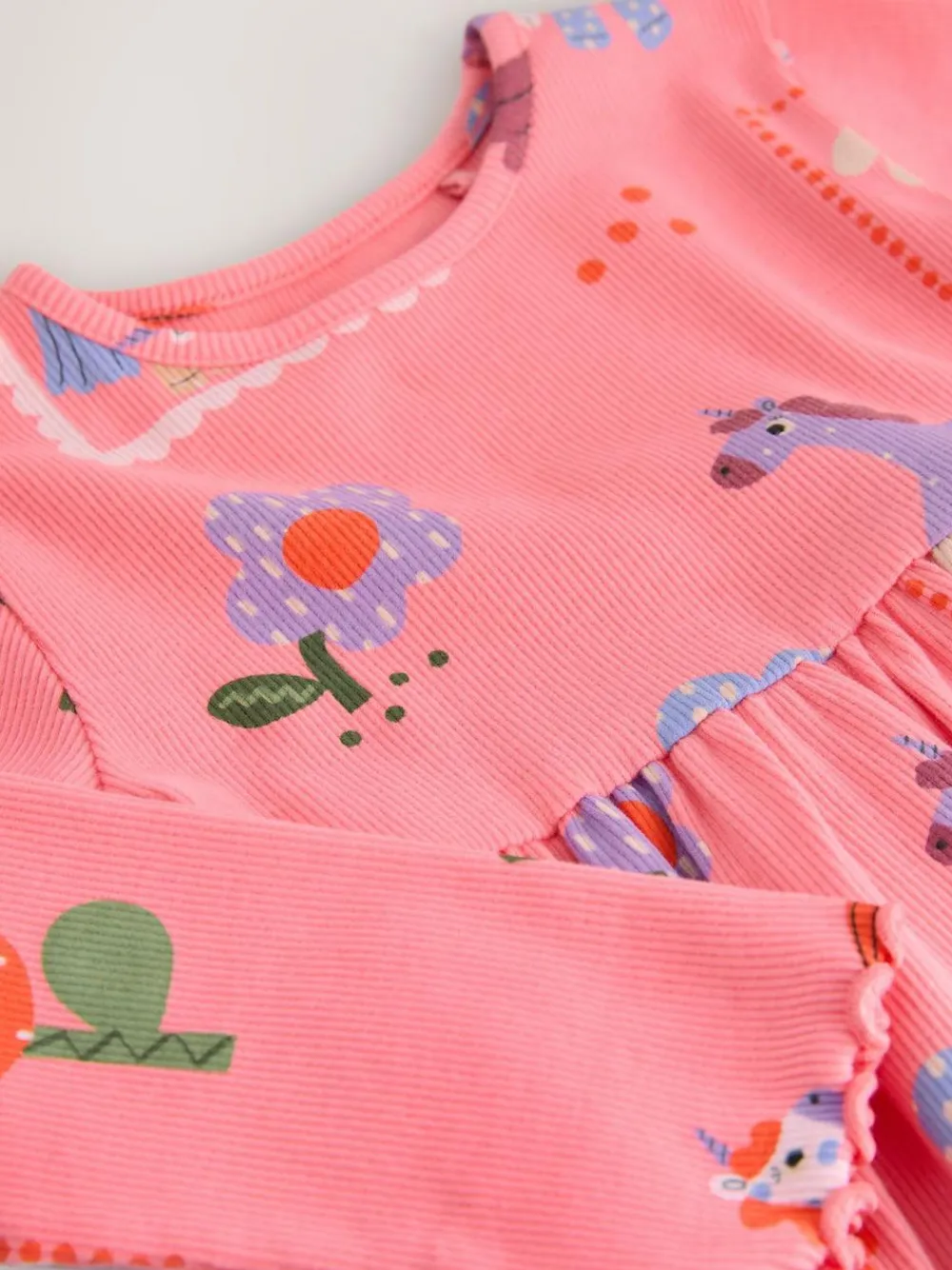 Next Pink Unicorn Long Sleeve Ribbed Dress (3mths-7yrs)^ Baby Winter Clothing|Dresses