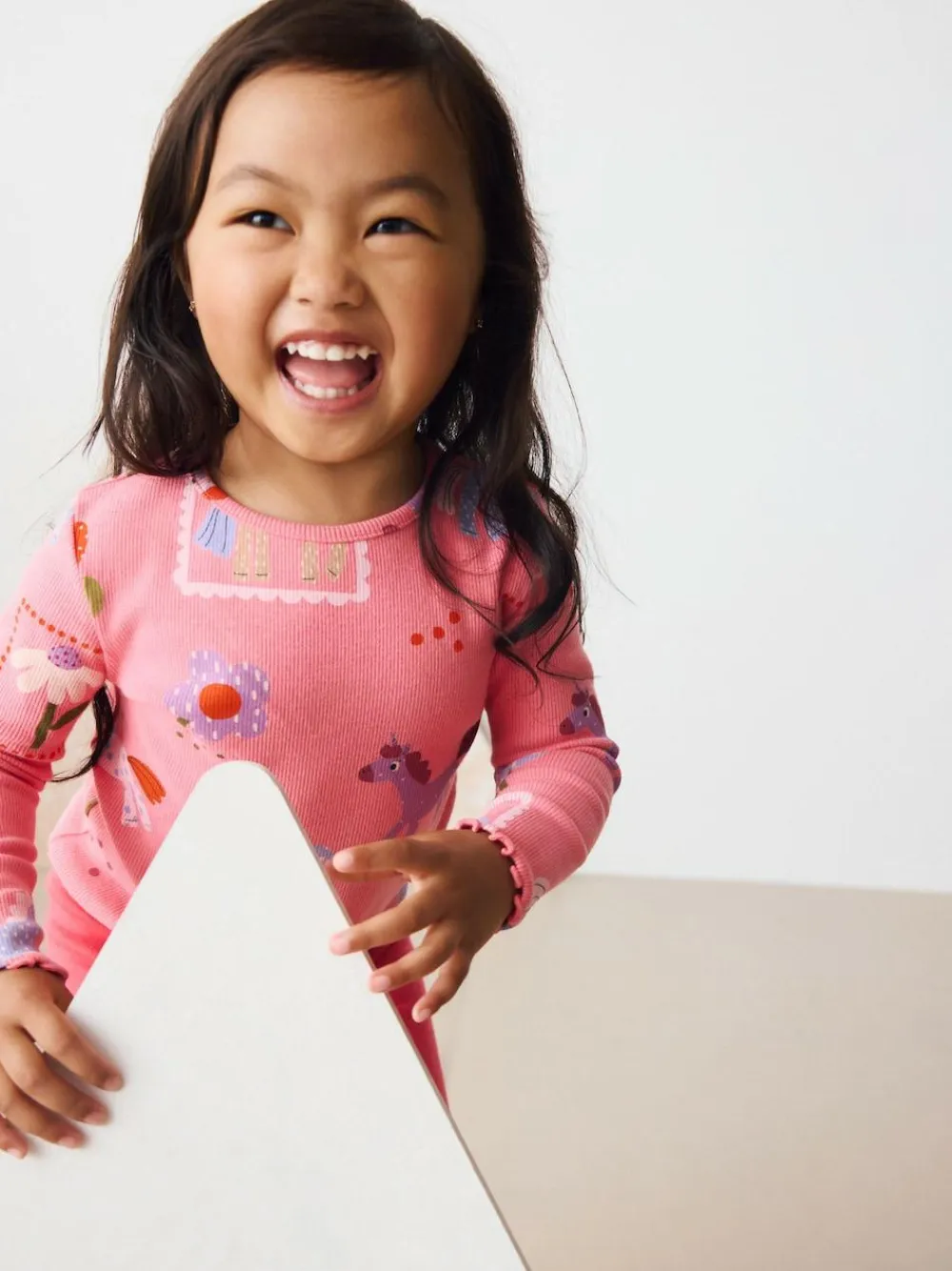 Next Pink Unicorn Rib Long Sleeve T-Shirt (3mths-7yrs)^ Cosy Club|Baby Winter Clothing