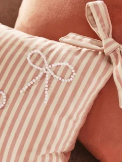 Next Pink Velvet Embellished Bow Cushion^ Cushions & Throws