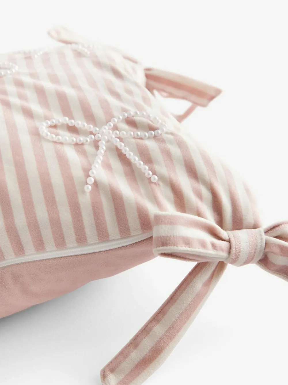 Next Pink Velvet Embellished Bow Cushion^ Cushions & Throws