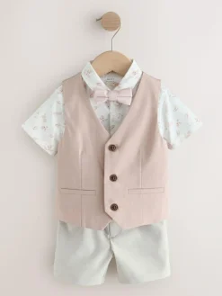 Next Pink Waistcoat, Shirt, Shorts & Tie Set (3mths-9yrs)^BOY Sets & Outfits|Sweatshirts & Hoodies