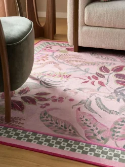 Online Next Pink Washable Exotic Monkey Floral Rug