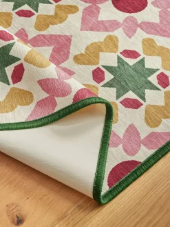 Sale Next Washable Geometric Tile Runner Pink