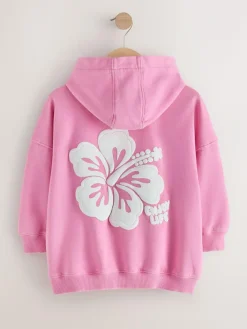 Clearance Next Pink Washed Flower Hoodie (3-16yrs)