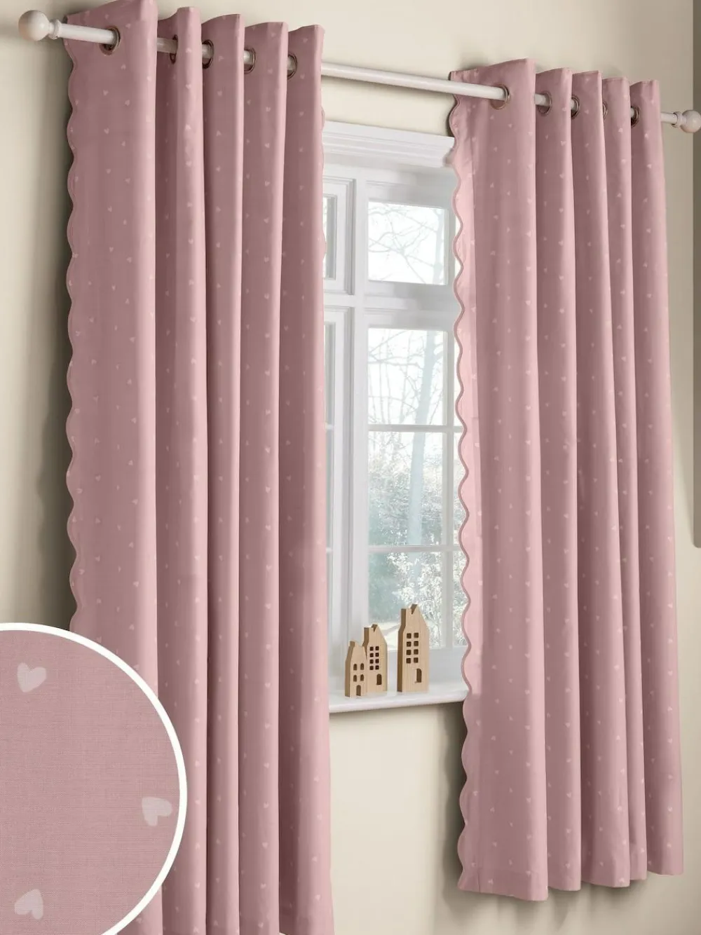 Next Pink Wave Edge Heart Eyelet Blackout Curtains^ Curtains & Blinds