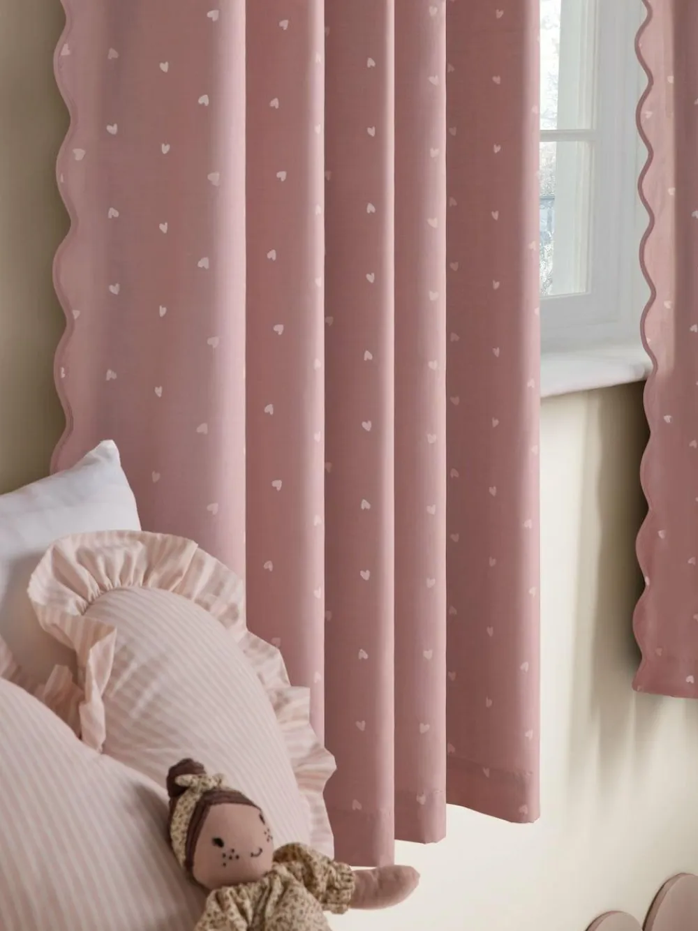 Next Pink Wave Edge Heart Eyelet Blackout Curtains^ Curtains & Blinds