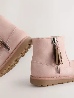 Next Pink Wide Fit (G) Chelsea Zip Tassel Ankle Boots^ Baby Boots|Boots