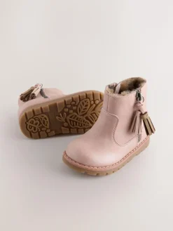 Next Pink Wide Fit (G) Chelsea Zip Tassel Ankle Boots^ Baby Boots|Boots
