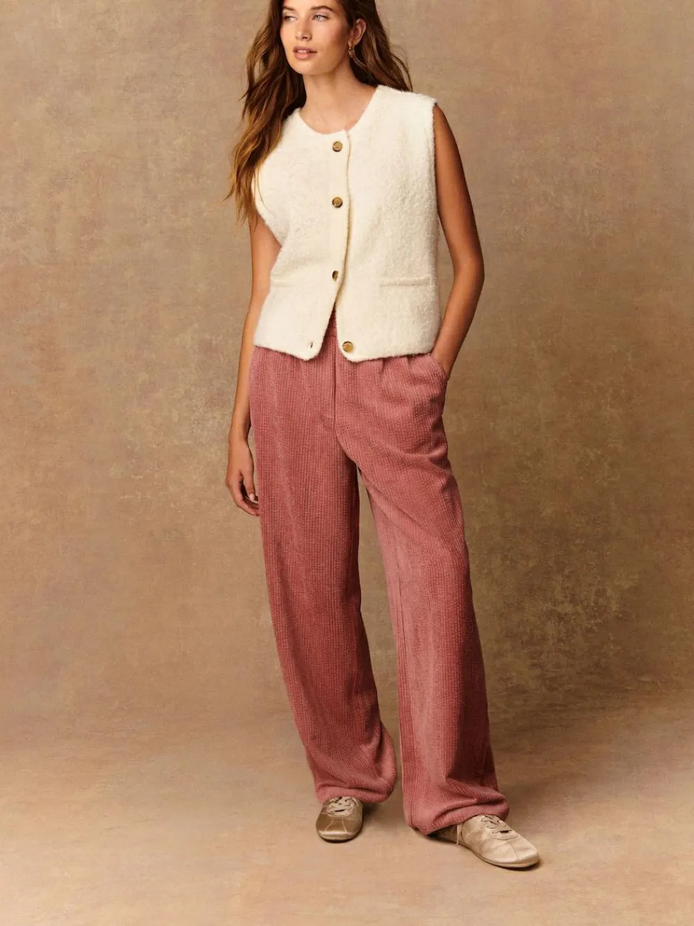 Outlet Next Pink Wide Leg Soft Cord Trousers