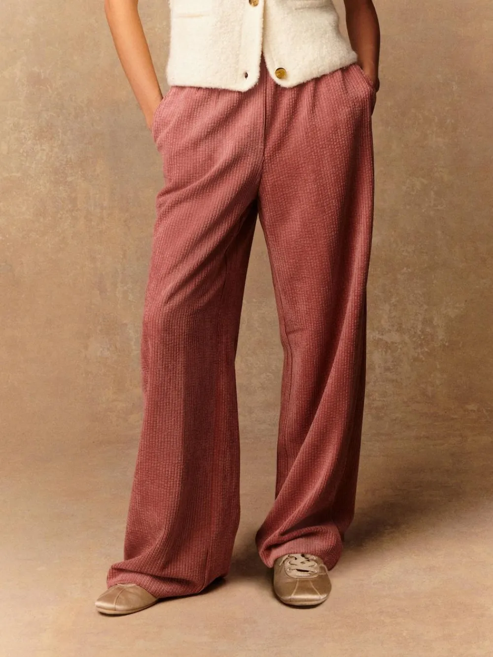 Outlet Next Pink Wide Leg Soft Cord Trousers