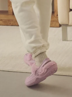 Outlet Next Womens Faux Fur Lined Clogs Slippers Pink