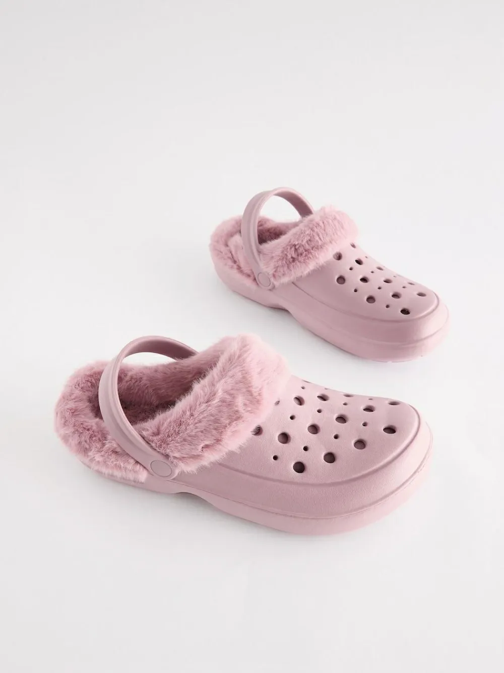 Outlet Next Womens Faux Fur Lined Clogs Slippers Pink