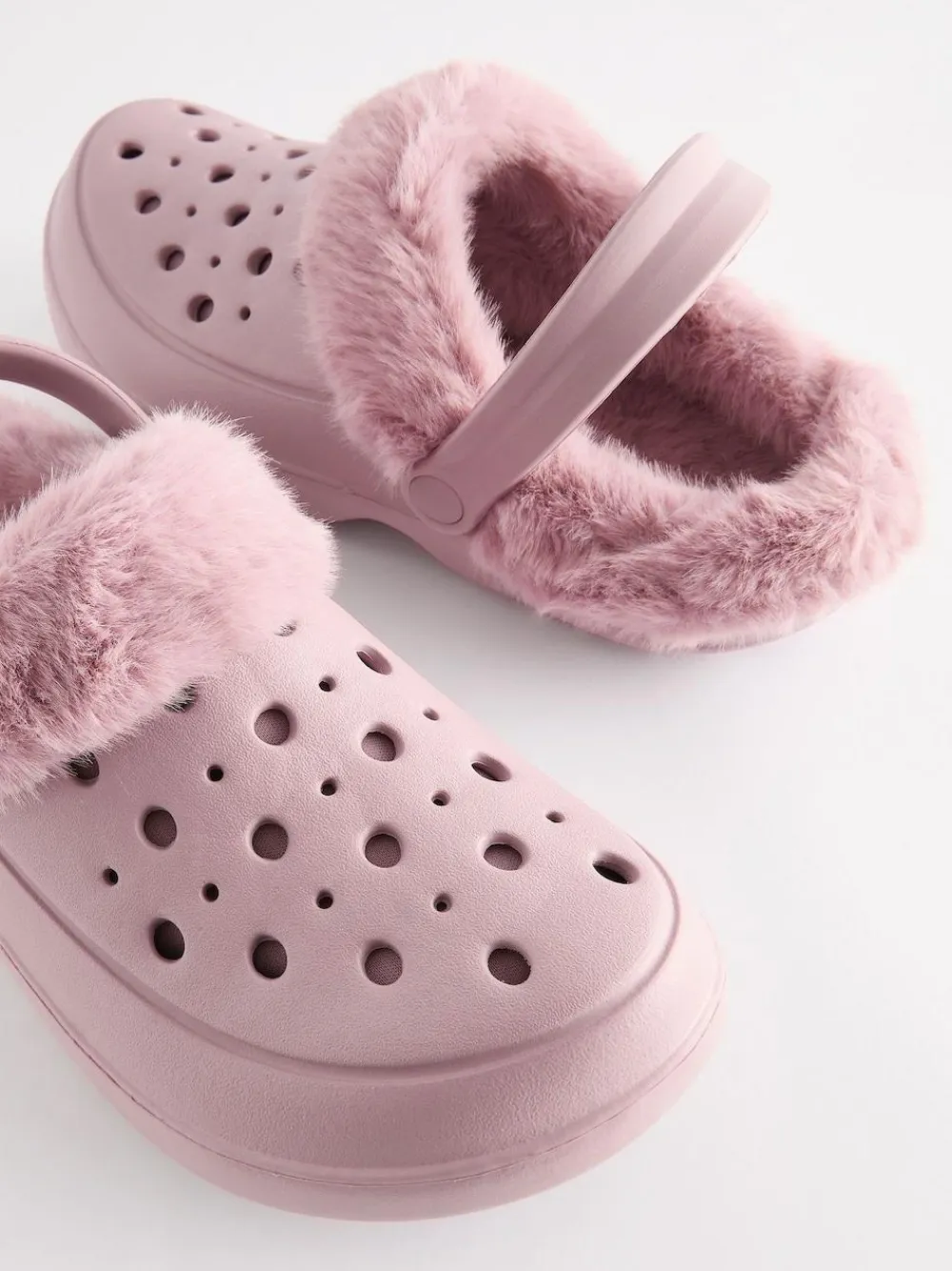 Outlet Next Womens Faux Fur Lined Clogs Slippers Pink