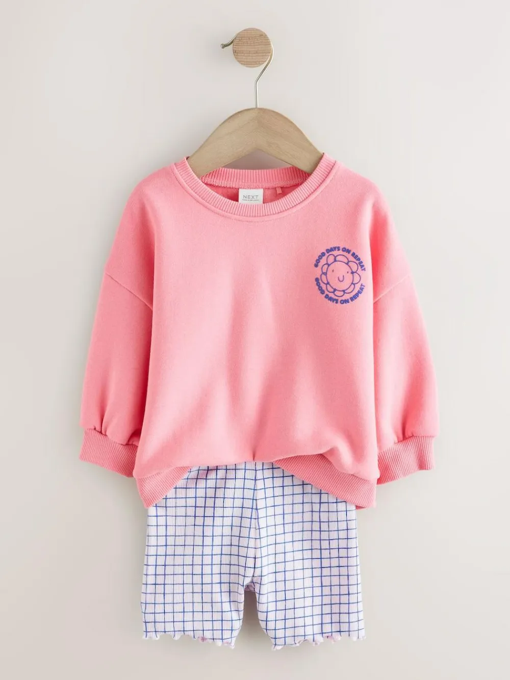 Next Pink Zebra Crew Neck Sweatshirt & Shorts Set (3mths-7yrs)^ Sweatshirts & Hoodies|Sets & Coords