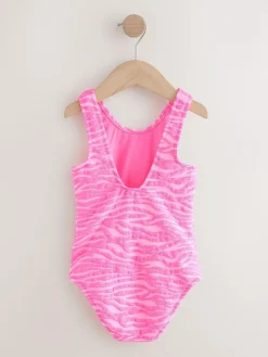 New Next Crinkle Swimsuit (3-16yrs) Pink Zebra