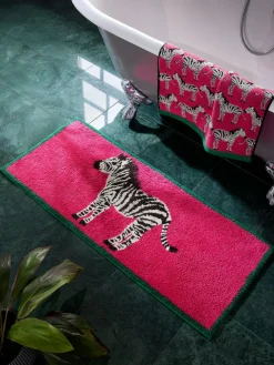 Next Pink Zebra Runner Bath 100% Cotton Bath Mat^ Towels & Bathmats