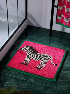 Hot Next Pink Zebra Shower 100% Cotton Bath Mat