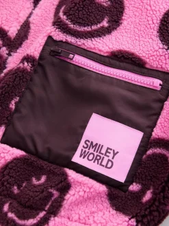 Online Next Zip Up Borg Jacket (3-16yrs) Pink/Berry Smiley