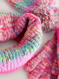Next Pink/Blue Beanie Gloves And Snood Set (3-13yrs)^ Hats, Gloves & Scarves
