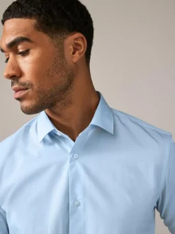 Outlet Next Regular Fit Easy Care Long Sleeve Single Cuff Smart Shirts 2 Pack Pink/Blue