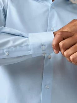 Outlet Next Regular Fit Easy Care Long Sleeve Single Cuff Smart Shirts 2 Pack Pink/Blue