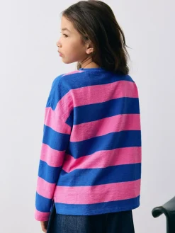 Sale Next Textured Long Sleeve Top (3-16yrs) Pink/Blue Stripe