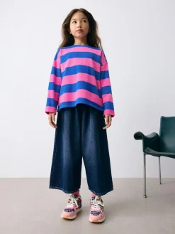 Sale Next Textured Long Sleeve Top (3-16yrs) Pink/Blue Stripe