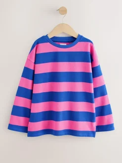 Sale Next Textured Long Sleeve Top (3-16yrs) Pink/Blue Stripe