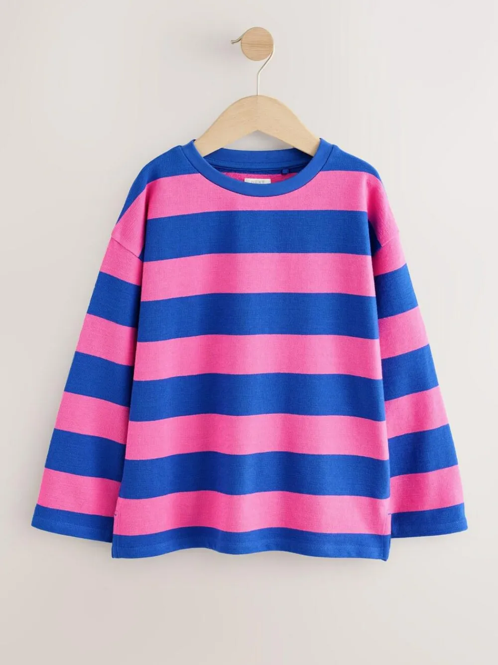 Sale Next Textured Long Sleeve Top (3-16yrs) Pink/Blue Stripe