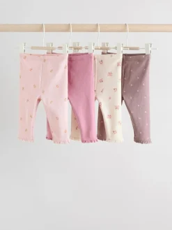 Next Pink/Brown/Heart Baby Leggings 4 Pack (0mths-2yrs)^ Baby Girls|Baby Girls