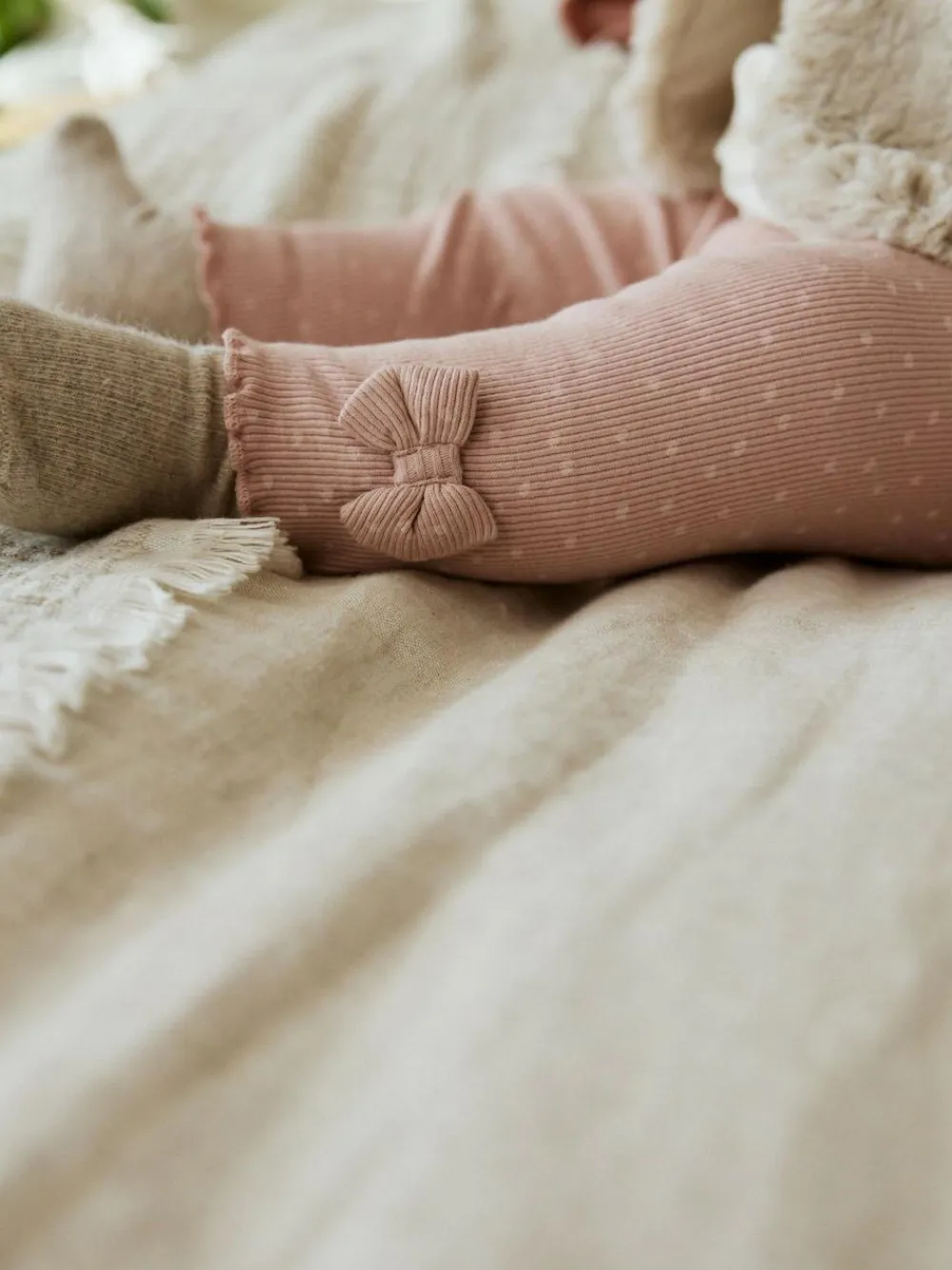 Hot Next Pink/Cream Baby Fur Gilet, Top and Leggings 3 Piece Set (0mths-2yrs)