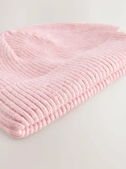 Next Pink/Cream Cable Knitted Baby Beanies 2 Pack (0mths-2yrs)^ Hats & Scratch Mitts|Newborn Accessories