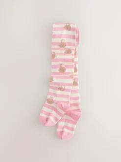 Next Pink/Cream Cotton Rich Bunny Character Tights^ Socks & Tights|Socks & Tights