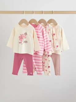 Next Pink/Cream Flower Baby Long Sleeve Top and Leggings Set 8 Piece (0mths-2yrs)^ Sets & Co-Ords|Sets & Co-Ords