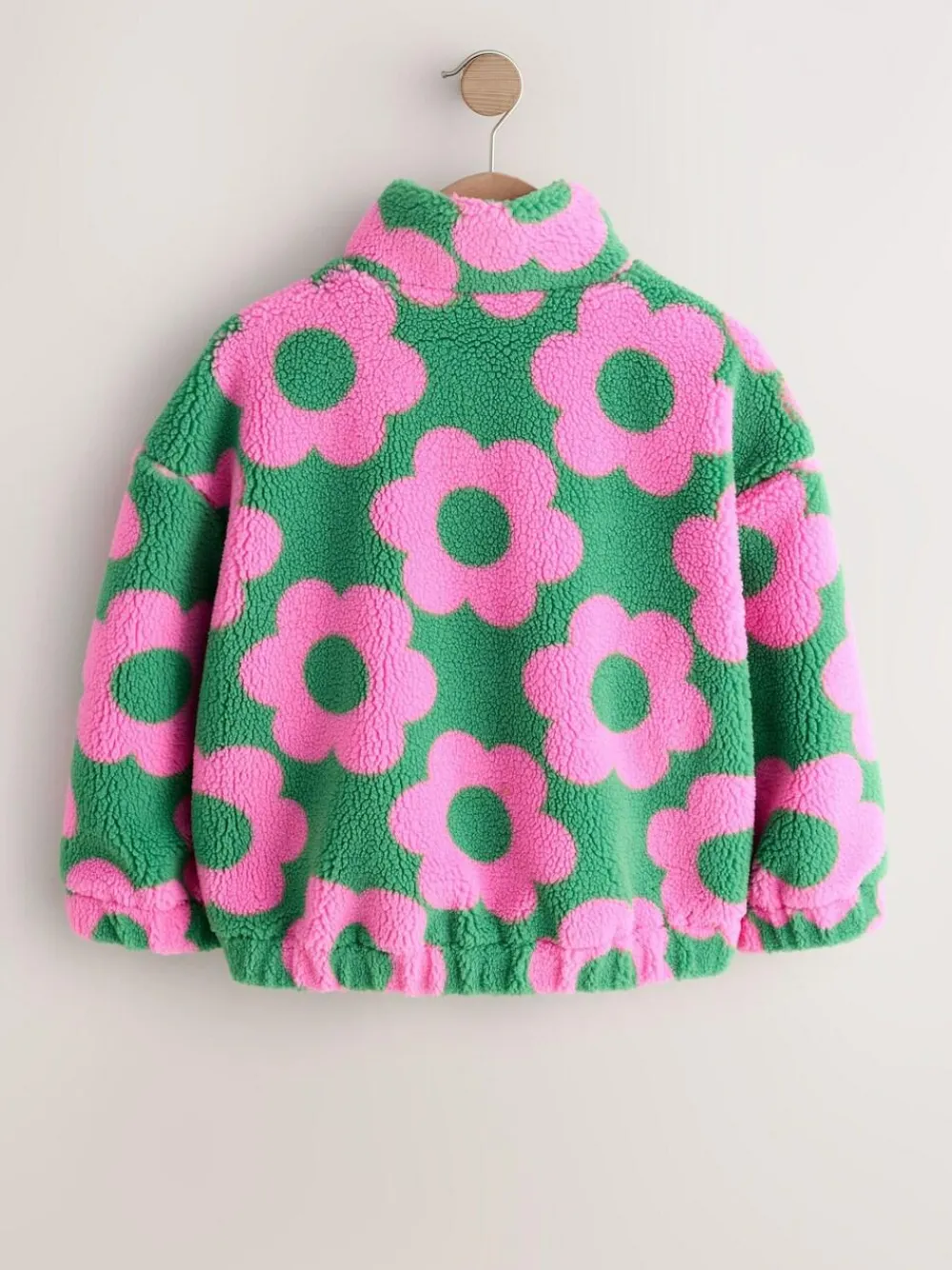 Next Pink/Green Flower Zip Up Borg Jacket (3-16yrs)^ Sweatshirts & Hoodies|Jackets & Coats