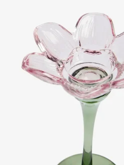 Online Next Pink/Green Glass Flower Tea Light Holder