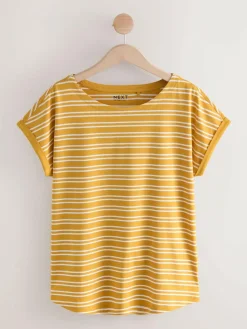 Sale Next Cap Sleeve T-Shirts 5 Pack Pink/Green/White/Yellow Stripe/ Palm Print