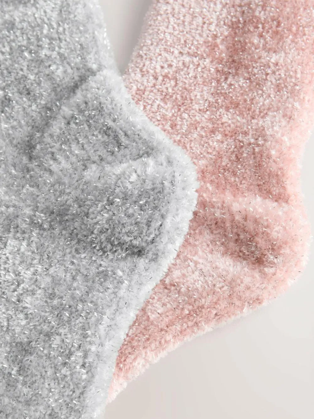 Best Next Velvet Cosy Socks 2 Pack Pink/Grey Sparkle