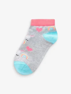 Best Next Pink/Grey/Purple 5 Pack Cotton Rich Unicorn Character Trainer Socks