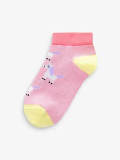 Best Next Pink/Grey/Purple 5 Pack Cotton Rich Unicorn Character Trainer Socks