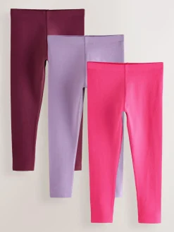 Next Pink/Lilac/Berry Regular Fit Leggings 3 Pack (3-16yrs)^ Pants & Leggings|Pants & Leggings