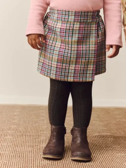New Next Pink/Mink Check Skirt and Tights Set (3mths-7yrs)