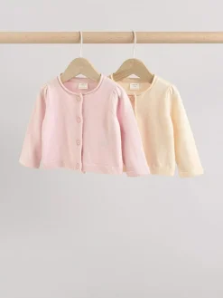 Best Next Pink/Neutral 100% Cotton Cardigans 2 Pack (0mths-3yrs)