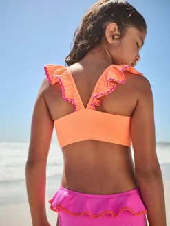 Next Pink/Orange Ruffle Bikini (3-16yrs)^ Swimwear