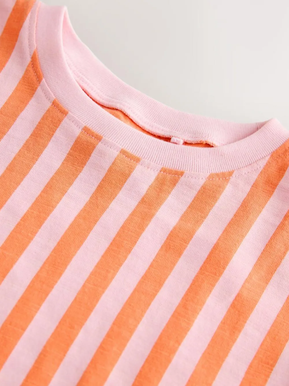 Online Next Pink/Orange Stripe Short Sleeve Peplum T-Shirt (3mths-7yrs)